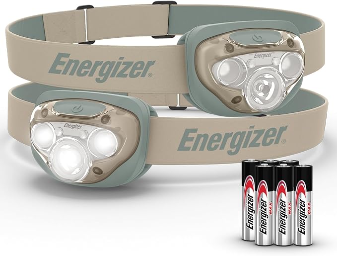 Energizer LED Headlamp PRO (2-Pack), IPX4 Water Resistant Headlamps, High-Performance Head Light for Outdoors, Camping, Running, Storm, Survival LED Light for Emergencies (Batteries Included)