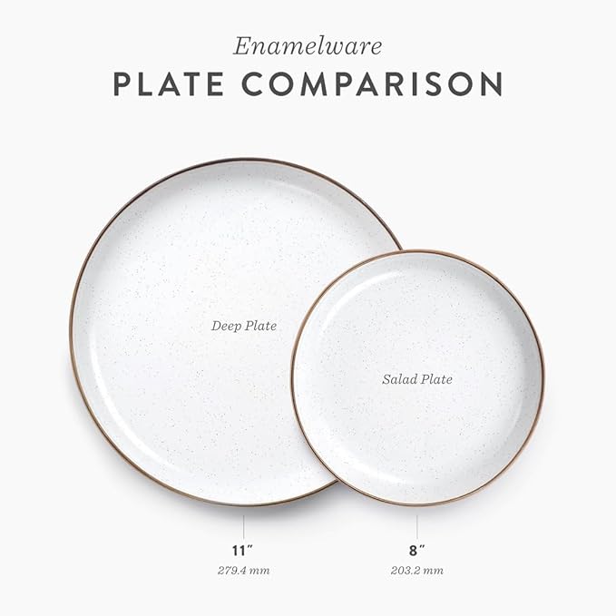 Barebones 8 Inch Salad Plate - Set of 2 Salad Plates - Enamelware Plates - Durable Kitchen or Camping Plate - Eggshell