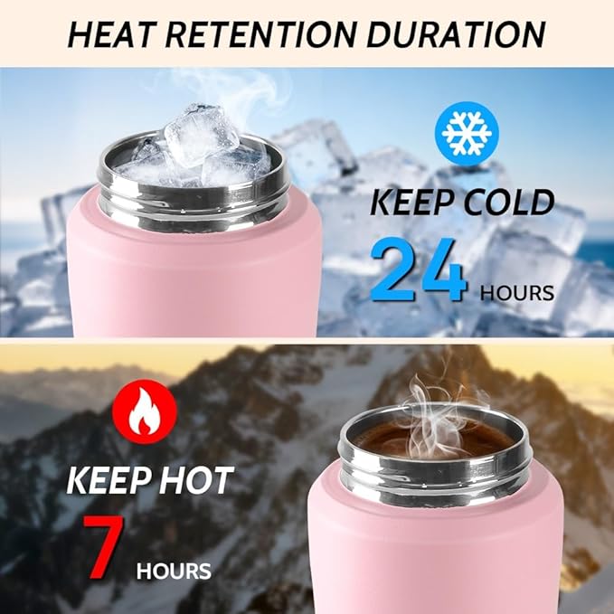 Insulated Water Bottle with Night/Camping Lantern with 5 Modes & Brightness, BPA Free Insulated Tumbler with Handle, Straw and Spout, Camping Tent Light for Outdoor Travel Emergency