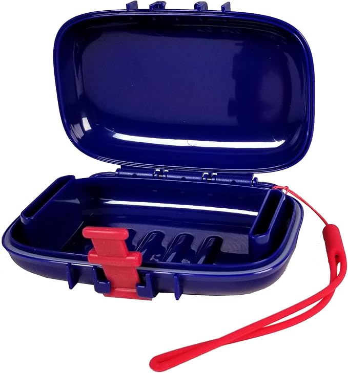 Carry-Dri EZ Travel Bar Soap Container & Dish - Dries with Patented Air Vents - Durable Leakproof Soap Holder - Compact Soap Bar Case - Ultimate Portable Soap Box for Traveling - Blue-Red