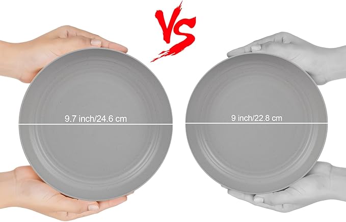 LIYH 28 Pcs Kitchen Plates and Bowls Set, Wheat Straw Dinnerware Sets, Unbreakable Plates and Bowls Sets for 4, Reusable Plate Wheat Straw Dishes Set for Daily & Camping, Light Grey Kitchen Decor