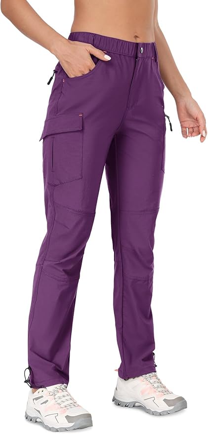 GymBrave Women's Hiking Cargo Pants Quick Dry Outdoor Camping Capris Water Resistant UPF 50 with Zipper Pockets