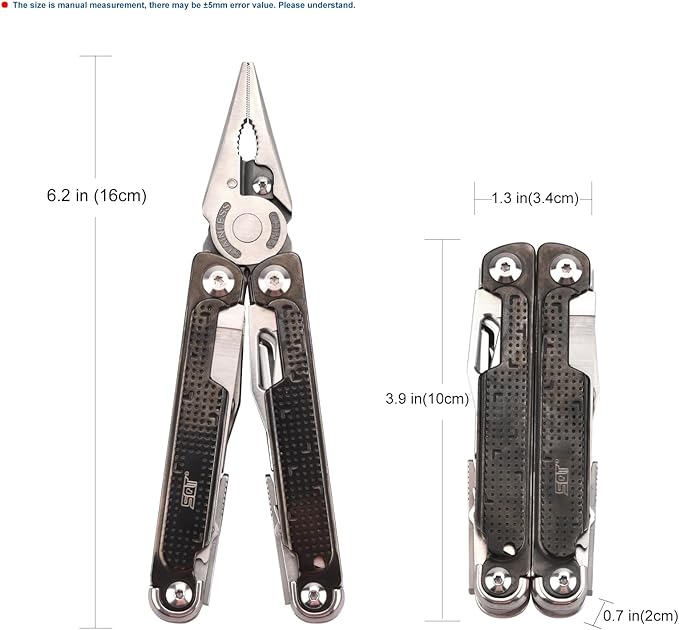 SQT2048 20-in-1 Multitool, Foldable & Self-Locking, Professional Tool for DIY, Home Repairs, Outdoor Camping – Must-Have Gifts for Men, Compact, Durable, All-in-One Tool for Every Task, Black