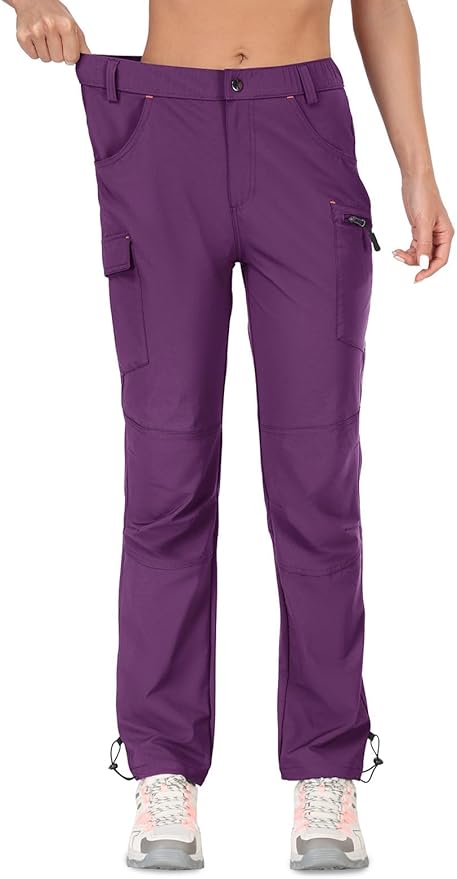 GymBrave Women's Hiking Cargo Pants Quick Dry Outdoor Camping Capris Water Resistant UPF 50 with Zipper Pockets
