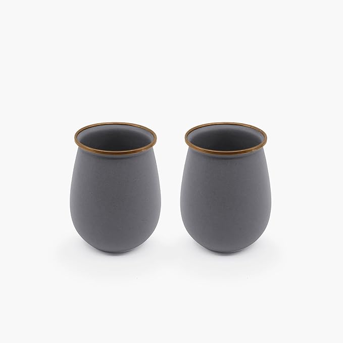 Barebones Enamel Tumblers Set of 2 - Vintage-inspired Design - Durable and Suitable for Outdoor Picnics or Camping (16 Oz, Slate Grey)
