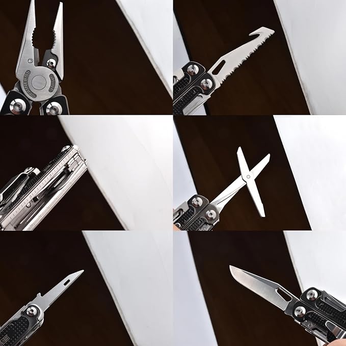 SQT2048 20-in-1 Multitool, Foldable & Self-Locking, Professional Tool for DIY, Home Repairs, Outdoor Camping – Must-Have Gifts for Men, Compact, Durable, All-in-One Tool for Every Task, Black