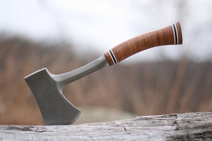 ESTWING Sportsman's Axe - 14" USA Made Camping Hatchet with Forged Steel Construction & Genuine Leather Grip - E24A