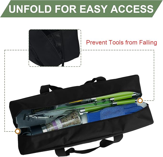 22" Upgraded Grill Tools Storage Bag, BBQ Utensil Holder with Pockets, Carry Bag for Outdoor Camping & Hiking BBQ, Gift for Men