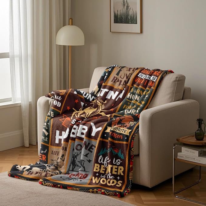 Ryubein Hunting Gifts for Men Blanket 50" X 60", Hunting Gifts, Gift for Hunters, Hunter Gift, Deer Hunter Present for Men Boys Dad, Unique Present for Hunters Birthday Christmas Father's Day