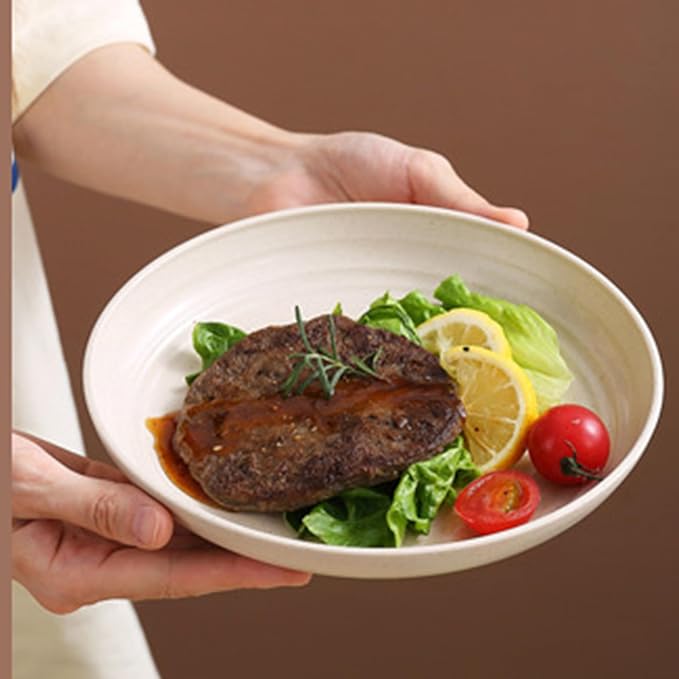 Wheat Straw Plates, Unbreakable Dinner Plate Set of 4, 8 Inch Plastic Plate Reusable, Dishwasher & Microwave Safe, Lightweight Salad Plates for Camping/Kitchen (Beige)