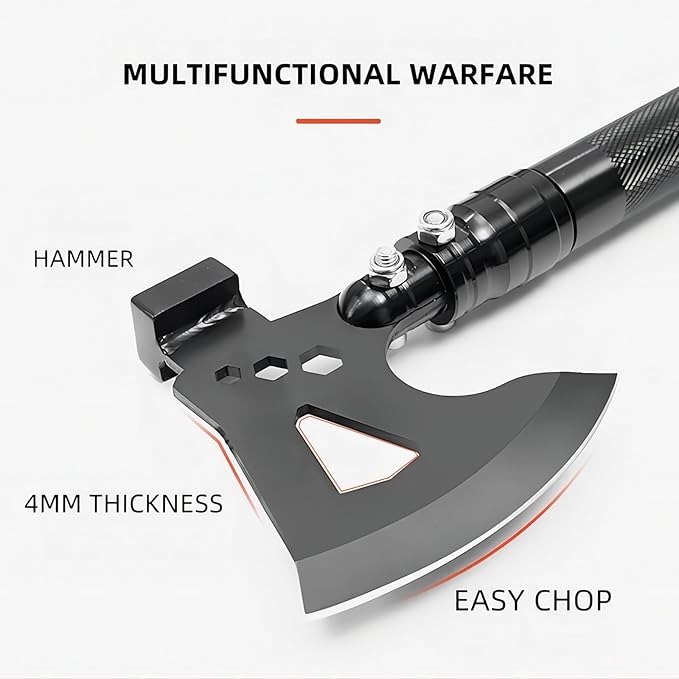 Camping Shovel Axe Outdoor Survival Shovel Set, Multifunctional Folding Tactical Shovel Hatchet Combo, High Carbon Steel Camping Equipment for Hiking Camping Hunting