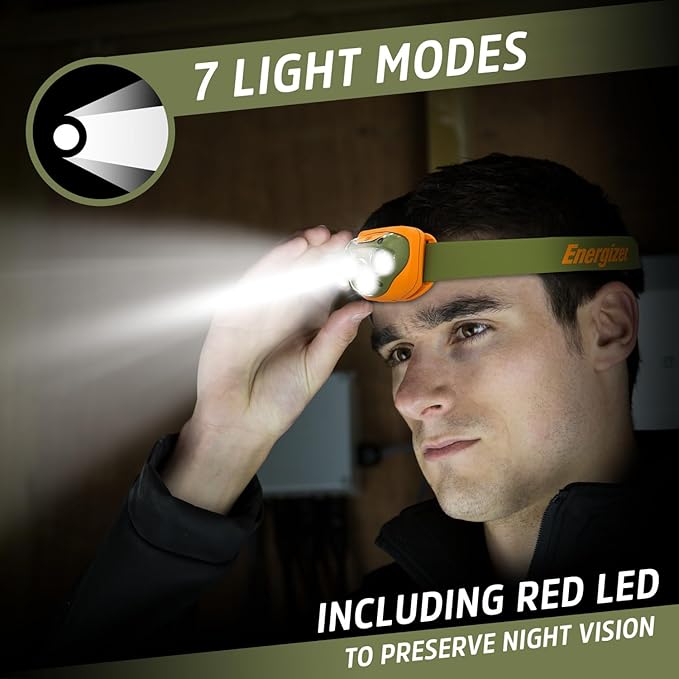 Energizer LED Headlamp PRO (2-Pack), IPX4 Water Resistant Headlamps, High-Performance Head Light for Outdoors, Camping, Running, Storm, Survival LED Light for Emergencies (Batteries Included)