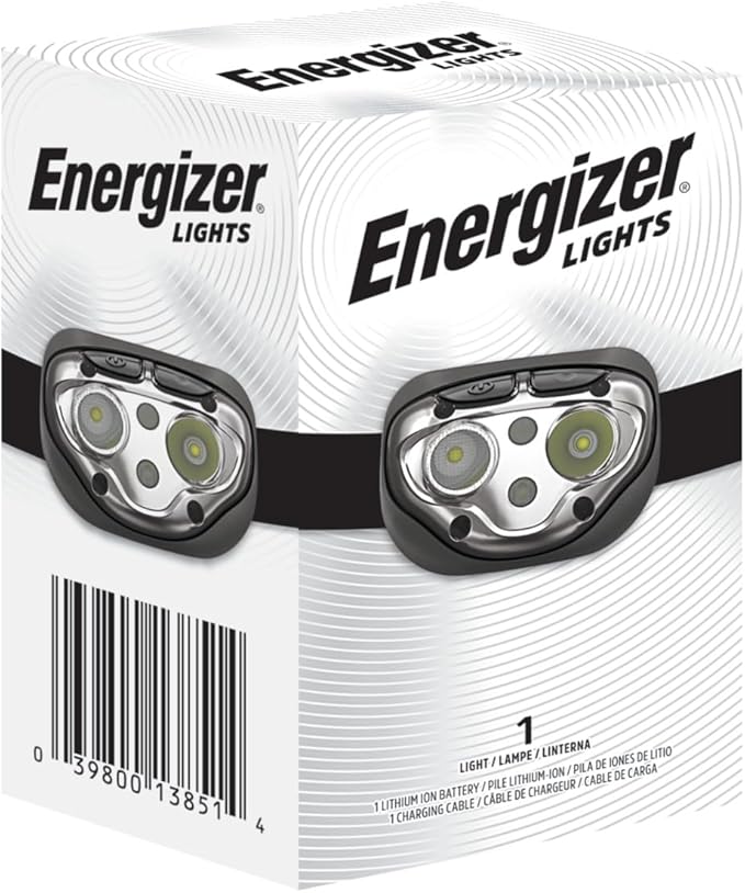 Energizer PRO-400 Headlamp Rechargeable, IPX4 Water Resistant Rechargeable Headlamp, Ultra Bright Multiple Light Modes Head Lamp, Camping, Running, Outdoors, Emergency Light, USB Included (Pack of 2)