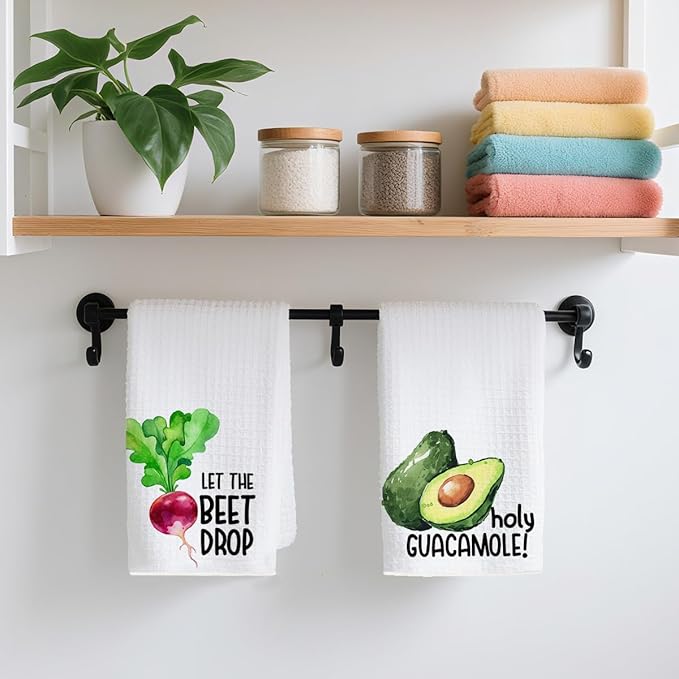 2Pcs Funny Kitchen Towels, Beets Avocado Vegetable Decor, Hostess Gifts, Dish Towel, Housewarming Gift for Her Women, Wedding Shower Gift, Waffle Weave Hand Towels