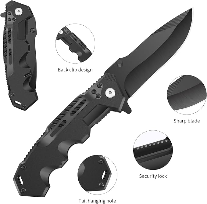 6-Pack Bulk Pocket Knives – Assisted Opening Flipper, Liner Lock, EDC Gift for Men, Laser Engraving Ready, Camping & Work Tool for Mechanics/Drivers (6 Knives)