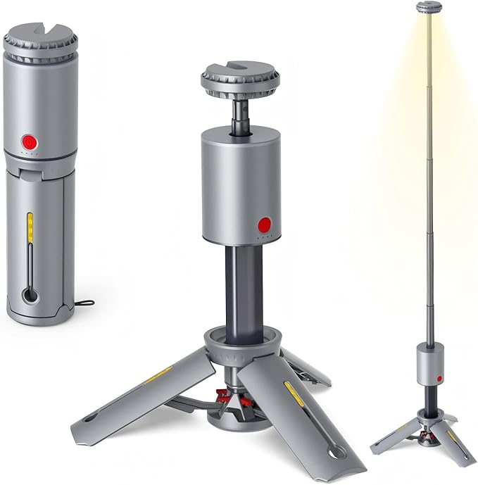Telescopic Camping Light - 10000mAh Rechargeable Lantern with Magnetic Base & 36" Extendable Pole, IPX6 Waterproof Tent Lamp, 520LM Dual Color & SOS Mode for Hiking, Work