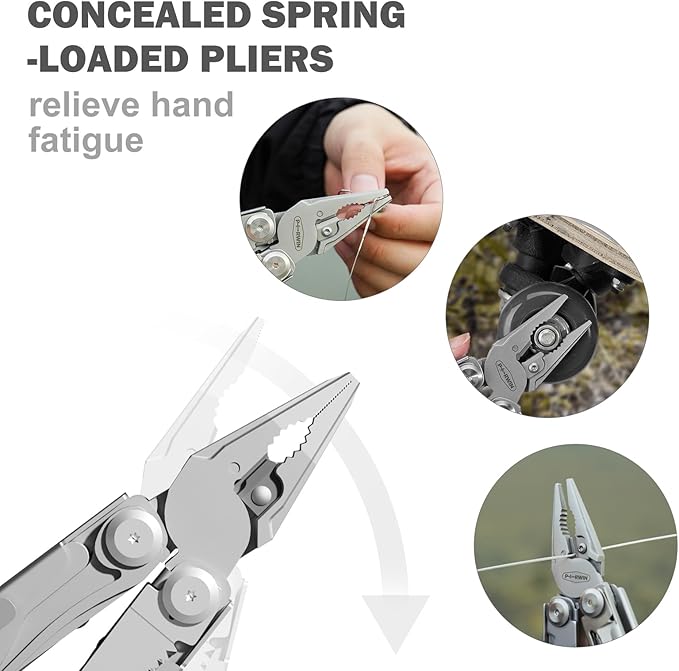 PERWIN Multitool Stainless Steel Multi-Tool Pliers 22-in-1 with Safety Locking, Pocket Knife, Bottle Opener, EDC Equipment With Pocket Clip for Survival, Camping, Hunting and Hiking.