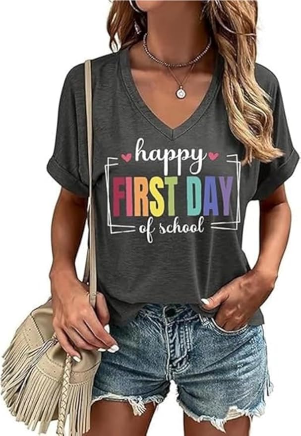 Graphic V Neck Shirt for Women Boho Floral Wildflowers Tee Casual Cottagecore Summer T-Shirt Blouse