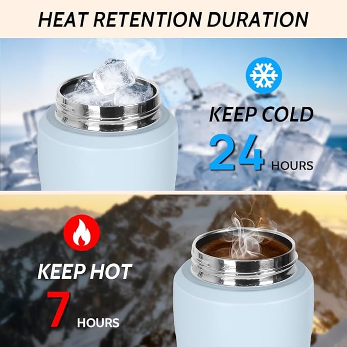 Insulated Water Bottle with Night/Camping Lantern with 5 Modes & Brightness, BPA Free Insulated Tumbler with Handle, Straw and Spout, Camping Tent Light for Outdoor Travel Emergency