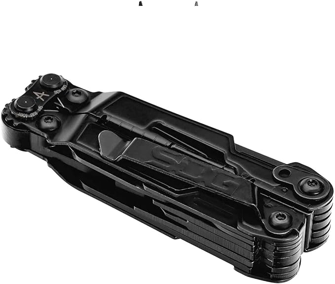 SOG PowerPint Mini Compact Stainless Steel Multi-Tool, 18 Lightweight Specialty Tools & SOG Multitool Pliers Pocket Knife, Black
