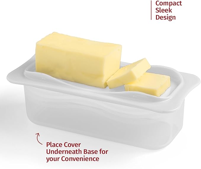 Signoraware Butter Dish with Lid -Butter Keeper Container with Clear Lid for Countertop, Frige- Durable Plastic, Unbreakable Standard Butter Dish Holder For Home, Camping, Multipurpose Bpa Free- White