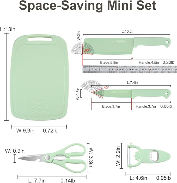 SUJAYU 5 in 1 Mini Knife and Cutting Board Set, Pink, Compact, Stainless Steel, One Size, Adult, Indoor/Outdoor Use