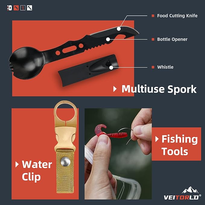 VEITORLD Gifts for Men Dad Husband Him Fathers Day, Survival Gear and Equipment 12 in 1, Survival Kits, Cool Unique Fishing Hunting Anniversary Birthday Gifts for Him Teen Boy Boyfriend Women