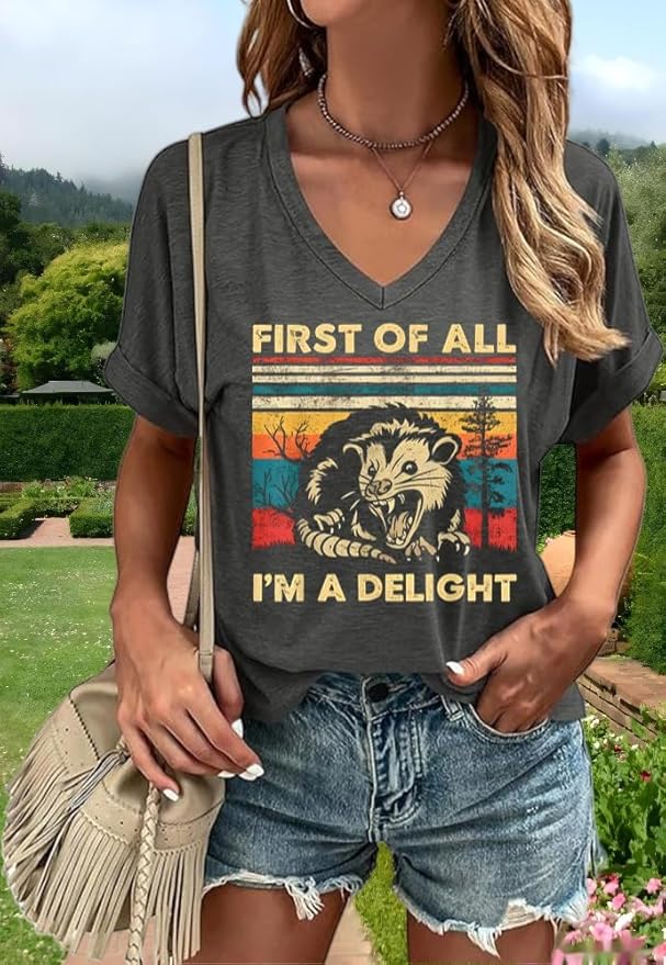 Graphic V Neck Shirt for Women Boho Floral Wildflowers Tee Casual Cottagecore Summer T-Shirt Blouse