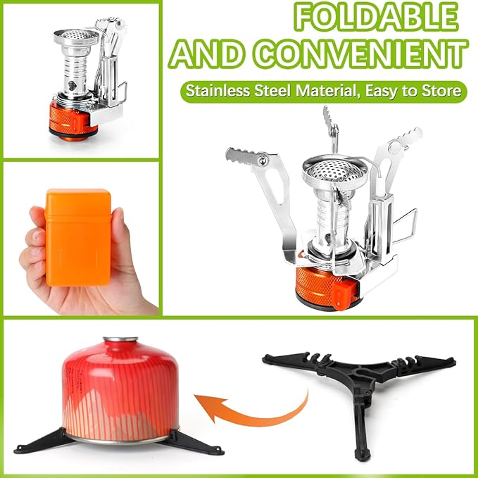 Gutsdoor Camping Cookware Set Camping Gear Campfire Utensils Non-Stick Cooking Equipment Lightweight Stackable Pot Pan Bowls with Storage Bag for Outdoor Hiking