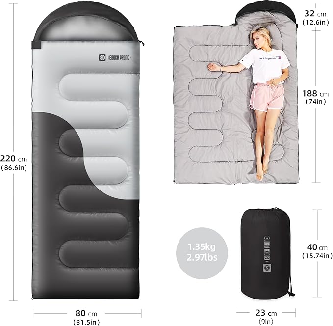 Sleeping Bags for Adults&Kids,Lightweight Waterproof Warm Weather Sleeping Bag,Compact Portable Sleeping Bag for Camping,Essentials Gear for Camping Hiking Outdoor Travel