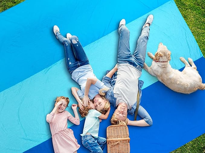 WIWIGO Beach Blanket Waterproof Sandproof Beach Mat 79" X 83"/10'x9'for 2-8 Adults Quick Drying Outdoor Picnic Mat Beach Accessories for Travel, Camping, Hiking