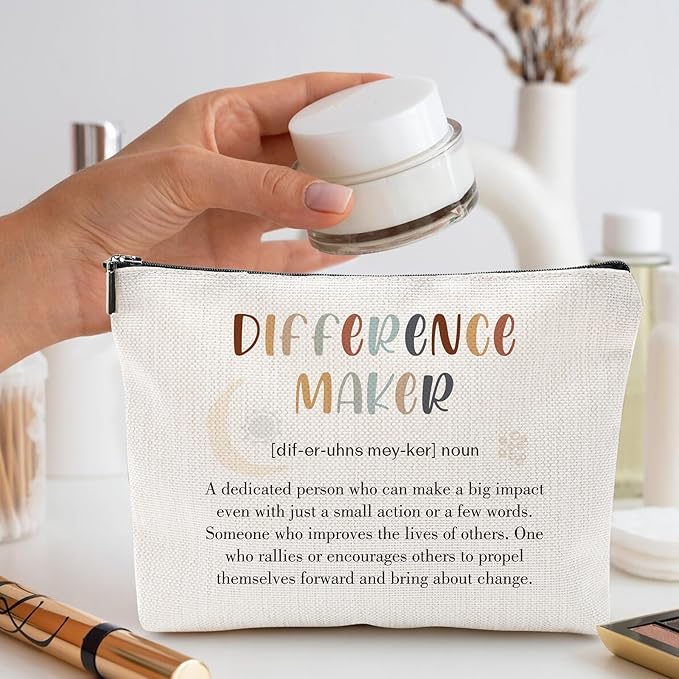 Sitsink Difference Maker Makeup Bags - Gifts for Her Difference Maker Definition Cosmetic Makeup Bags, Thankyou Gifts for Women Cosmetic Bags, Difference Maker Make Up Bags Gifts for Girls Women