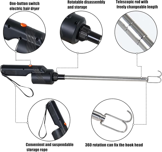 Telescoping Electric Fire Blower, Blow Poke Fireplace Tool - 2-in-1 Fire Poker & Bellows for Indoor Fireplace, Outdoor Camping, BBQ, Wood Stove & Fire Pit, Portable Collapsible Fire Starter Tool （1PC）