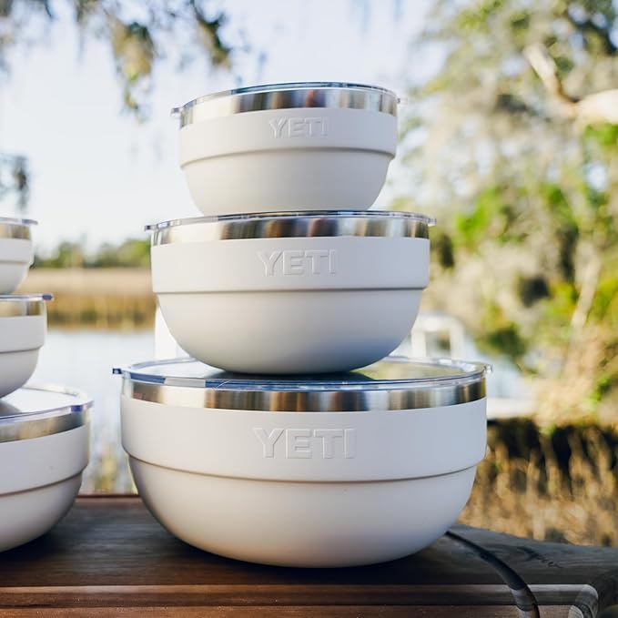 YETI Rambler Bowl, Vacuum Insulated, Stackable and Nestable Stainless Steel Bowl with Lid, 2 Quart, Cape Taupe