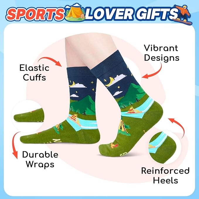 HAPPYPOP Sports Gifts for Men Women - Gifts for Camper Lifter, Hunting Golfing Socks