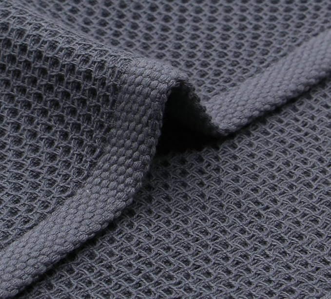 Mia'sDream Grey Kitchen Towels Set, Cotton Dish Towels for Kitchen Washing Dishes, Soft and Absorbent Kitchen Hand Towels Tea Towels, 13inch x 28inch 3 Pack (Dark Gray)