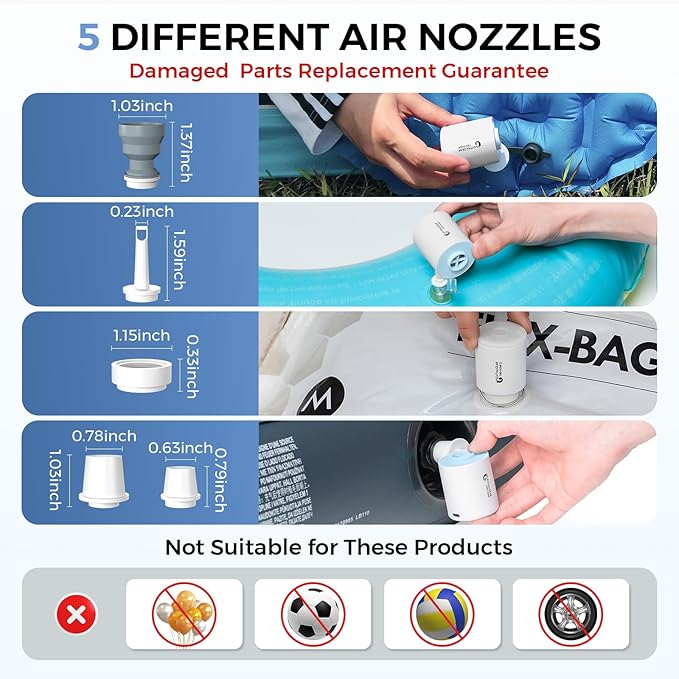 FLEXTAILGEAR Portable Air Pump for Inflatables, 2.82oz Classic Tiny Air Pump, Rechargeable Electric Air Pump to Inflate Deflate for Camping Gear Pool Floats Air Mattress