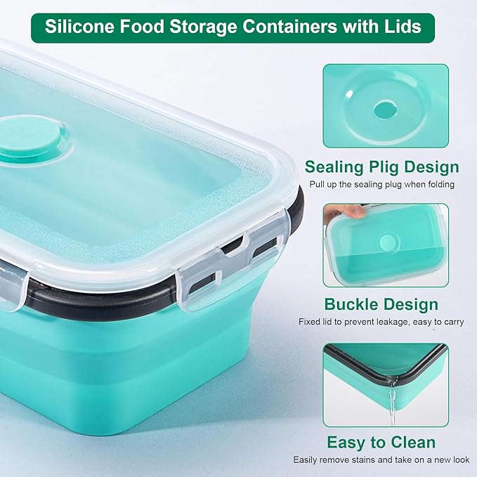 Sudaya 16 Pack Collapsible Food Storage Containers With Lids, Collapsible Storage Containers Sets Silicone Collapsible Bowls For Camping, RV Accessories, Travel Trailer Must