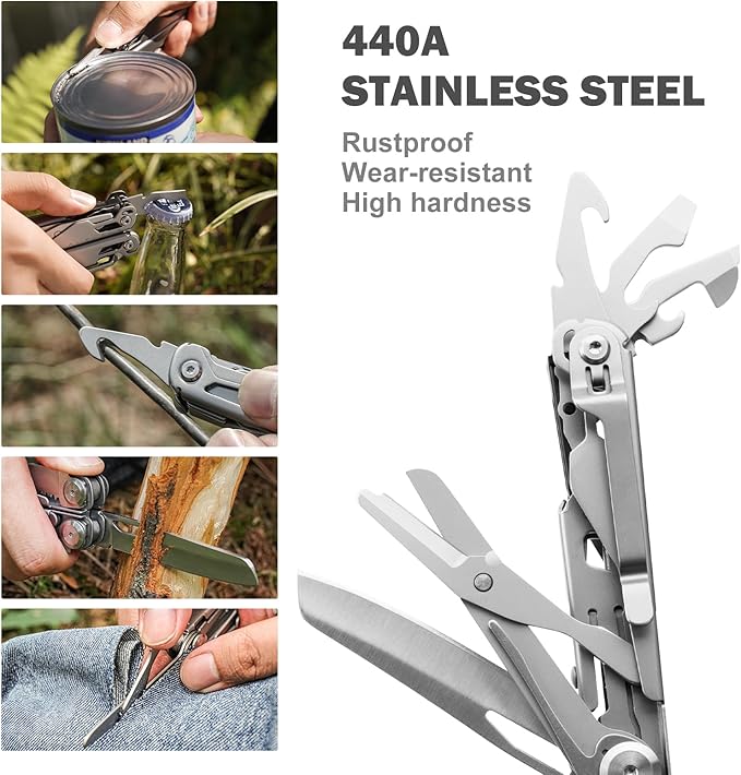 PERWIN Multitool Stainless Steel Multi-Tool Pliers 22-in-1 with Safety Locking, Pocket Knife, Bottle Opener, EDC Equipment With Pocket Clip for Survival, Camping, Hunting and Hiking.