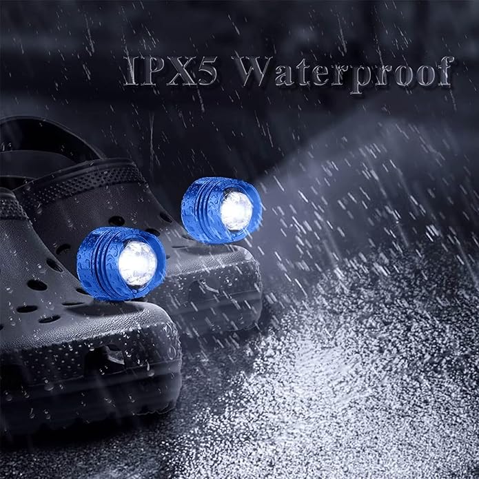 Rechargeable Headlights for Clog 2PCS, Flashlight Clog Charm Attachment Accessories for Shoes with 3 Light Modes for Dog Walking, Camping, Running, Suitable for Adults Kids Boys Girls Men Women