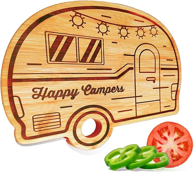 Rv Camper Cutting Board, Unique Cutting Boards for Kitchen, Practical Charcuterie Boards Rv Holiday Gifts, Wood Camping Gifts for Women, Small Camper Kitchen Essentials for Rv Camper Lovers