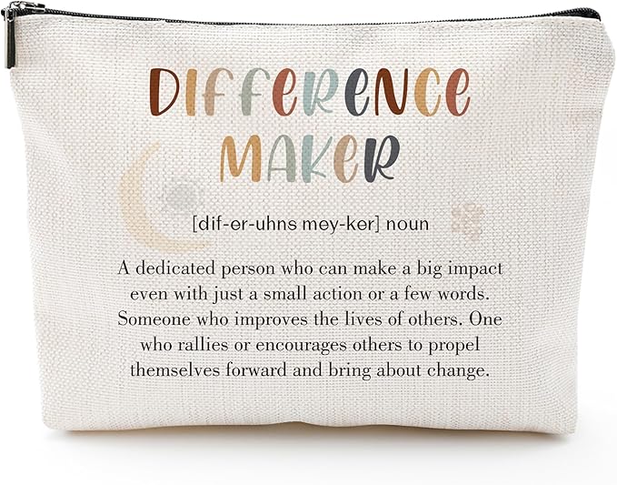 Sitsink Difference Maker Makeup Bags - Gifts for Her Difference Maker Definition Cosmetic Makeup Bags, Thankyou Gifts for Women Cosmetic Bags, Difference Maker Make Up Bags Gifts for Girls Women