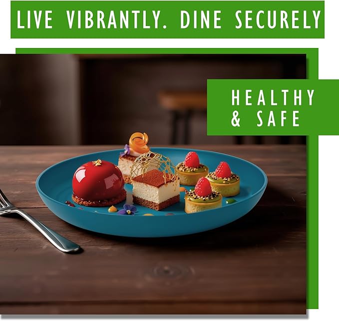 8 Inch Wheat Straw Dinner Plates Set of 6, Unbreakable Salad Plates, Reusable BPA-Free Plastic Plates, Microwavenajiu & Dishwasher Safe for Kitchen, Dessert, Side Plate, Snacks, Multi