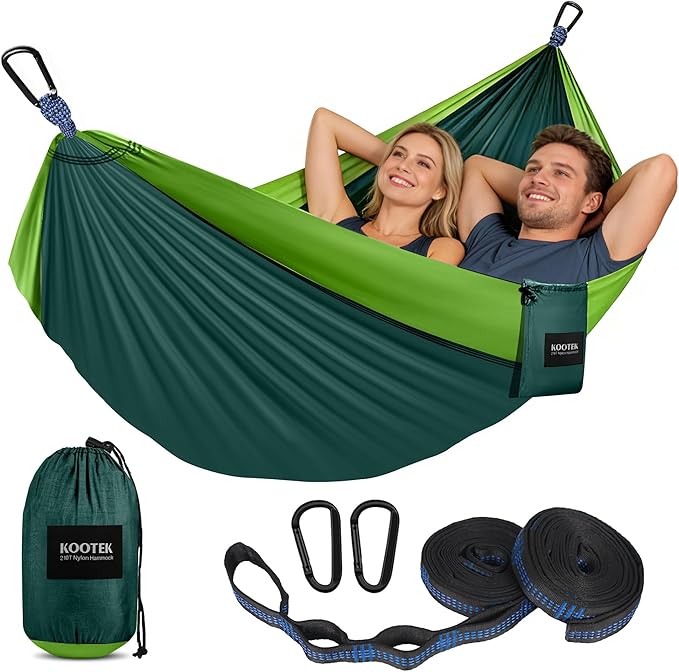 Kootek Camping Hammock, Portable Hammocks with Tree Straps & Attached Carry Bag, Camping Essentials Gear, Perfect for Outside Indoor Hiking Beach Backpack Travel