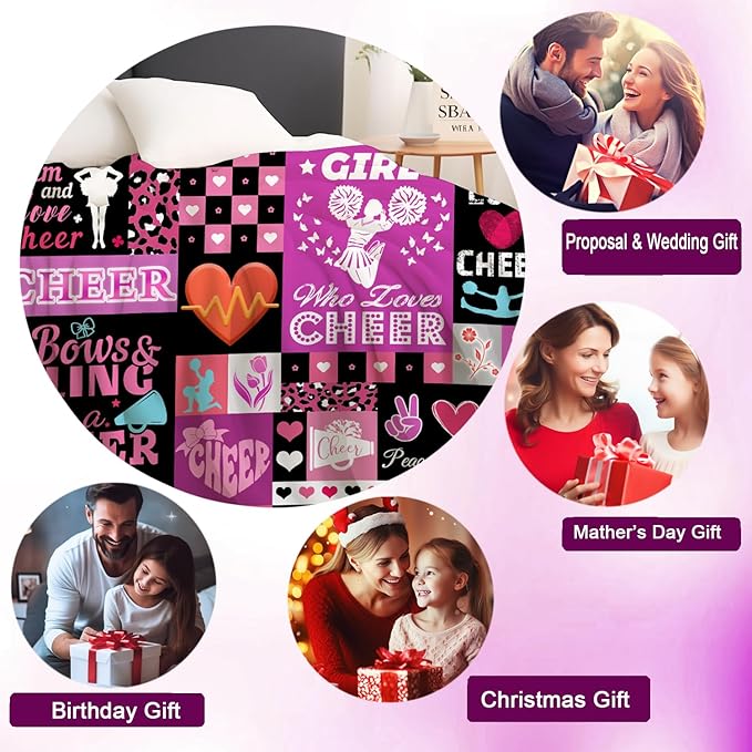Cheerleader Gifts Cheer Blanket for Girls,Flannel Cheerleaders Throw Blanket Cheerleading Gifts for Girls Team Cheer Lovers 60"x50"