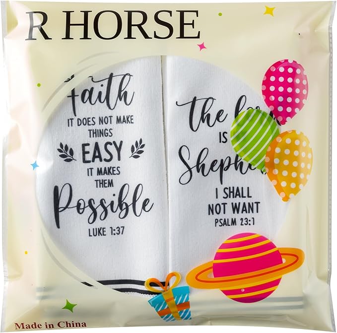 R HORSE 5Pcs Religious Christian Kitchen Dish Towel, Bible Verse Absorbent Quick Dry Cloth Dish Tea Towels, Reusable Bar Hand Dishcloths Home Holiday Decor Christian Gifts for Women Men Housewarming