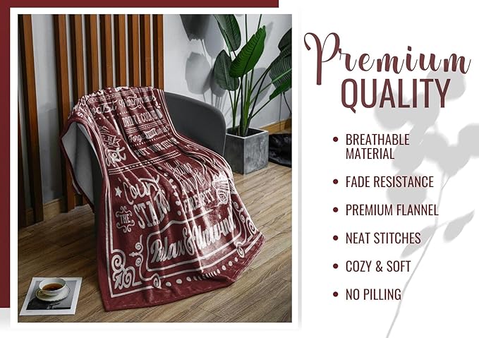 Camping Gifts for Women Men Lovers Throw Blanket, Happy Campers Decor Outdoor, RV Campsite Travel Hiking - Fire Pit, 50" x 65"