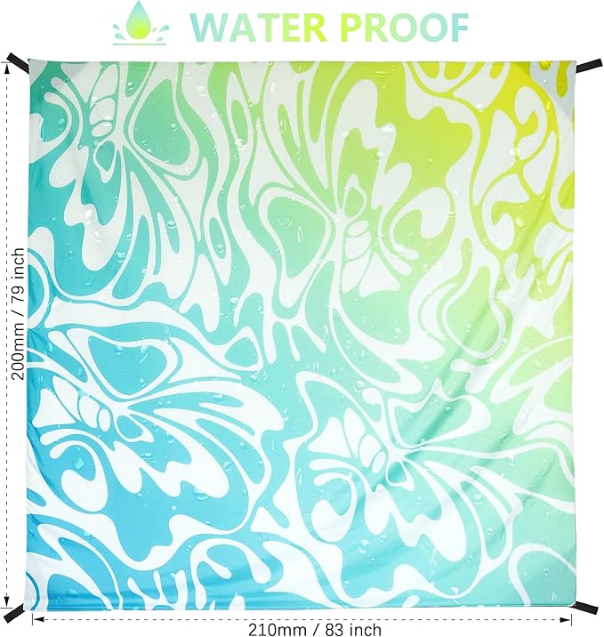 WIWIGO Beach Blanket Waterproof Sandproof Beach Mat 79" X 83"/10'x9'for 2-8 Adults Quick Drying Outdoor Picnic Mat Beach Accessories for Travel, Camping, Hiking