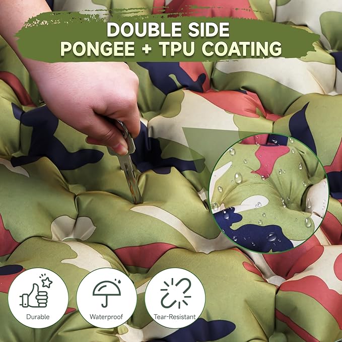 HiiPeak Sleeping Pad for Camping- Ultralight Inflatable Sleeping Mat with Built-in Foot Pump & Pillow, Upgraded Compact Camping Air Mattress for Tent, Backpacking, Hiking