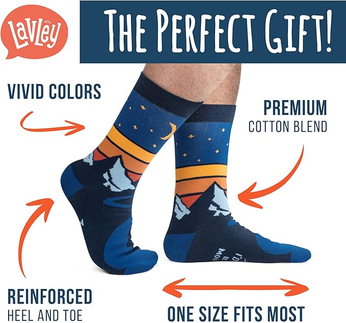 Lavley Outdoors Socks - Hiking and camping gifts for men and women - Great for nature lovers - Holiday or birthday gift